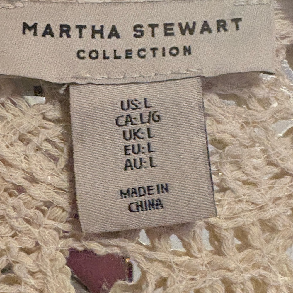 Martha Stewart Cream Openwork Crochet Cardigan - Picture 2 of 3
